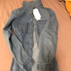 Denim dress button up with tie